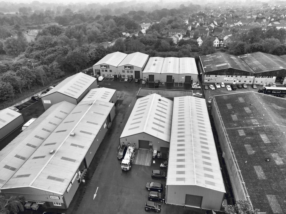Aerial view of an industrial estate