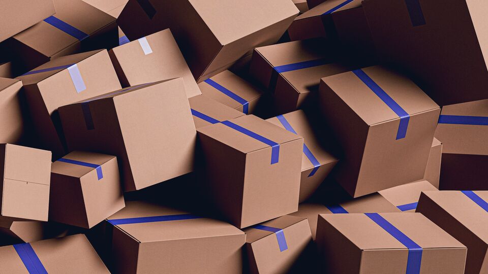 Pile of discarded taped cardboard boxes